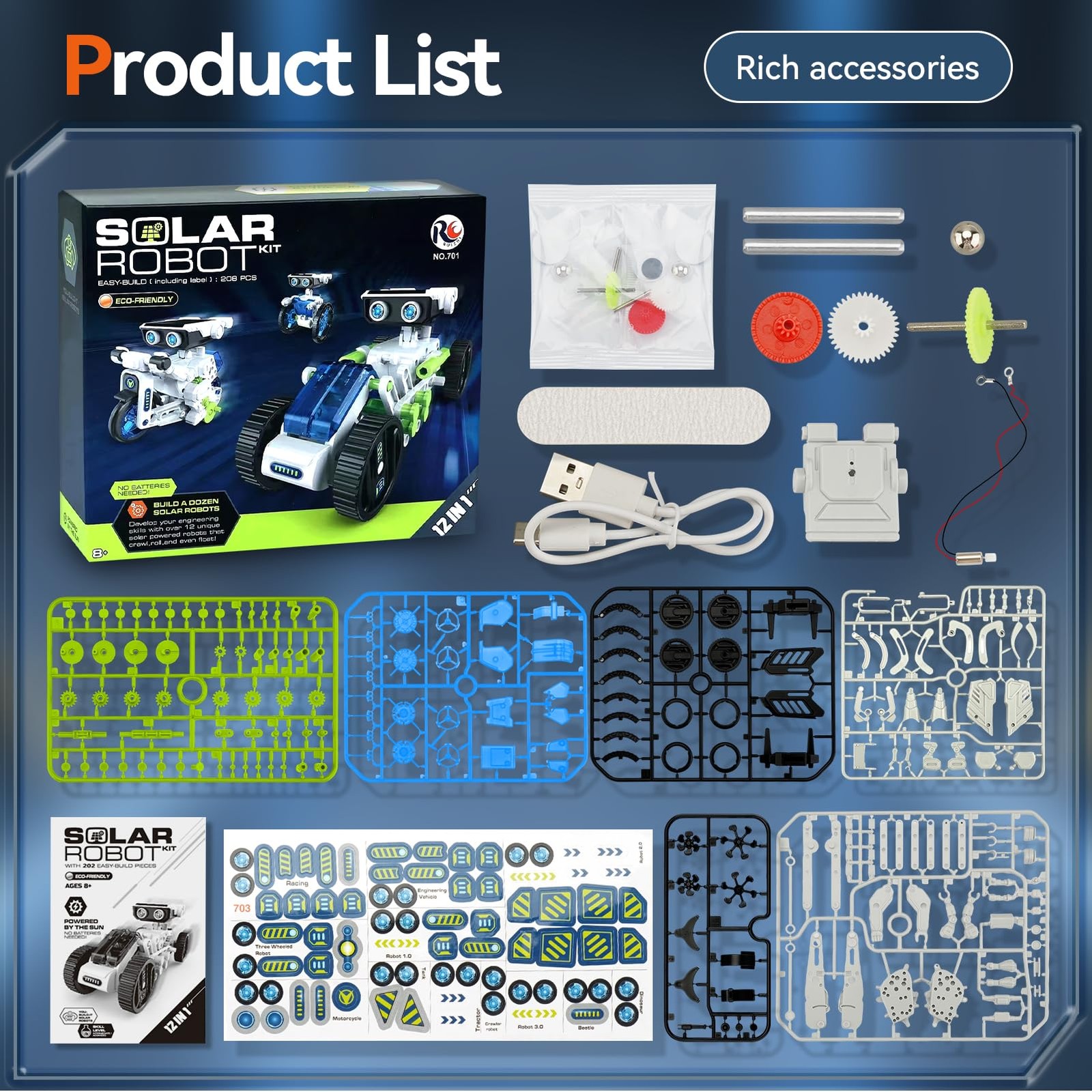 Jiakora 12-in-1 STEM Robot Kit Toys for Kids 8-12 9 x 11 x 3 inches, White