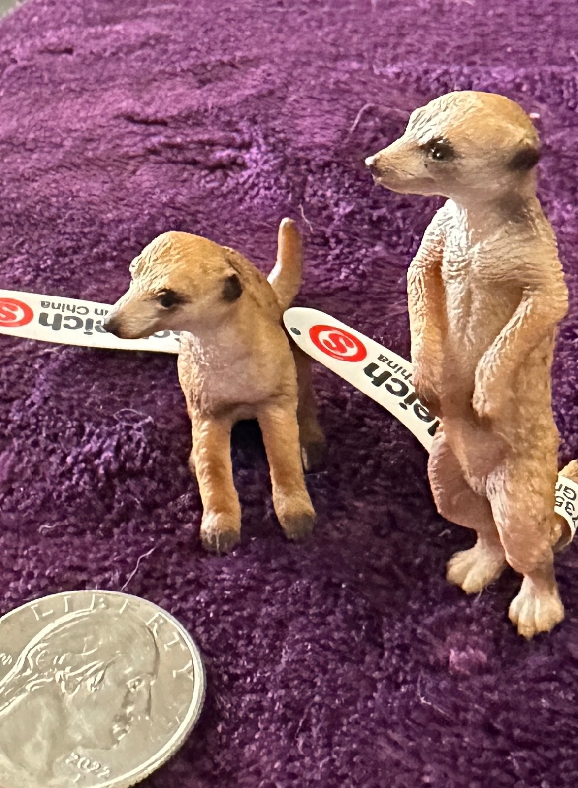 Schleich & Papo Wildlife Lot – Bobcat, Lemur w/ Baby, Meerkats – Excellent Cndtn