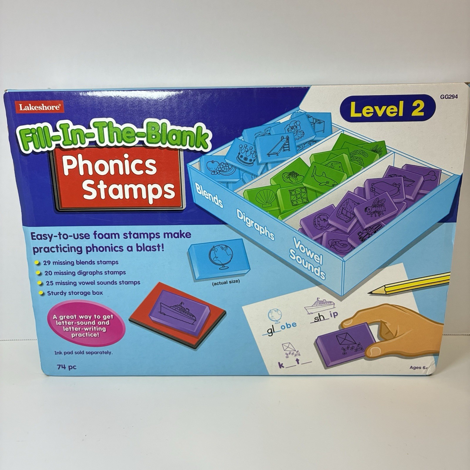 Lakeshore Fill In The Blank Phonics Stamps Level 2 Box Set 74 Stamps Complete