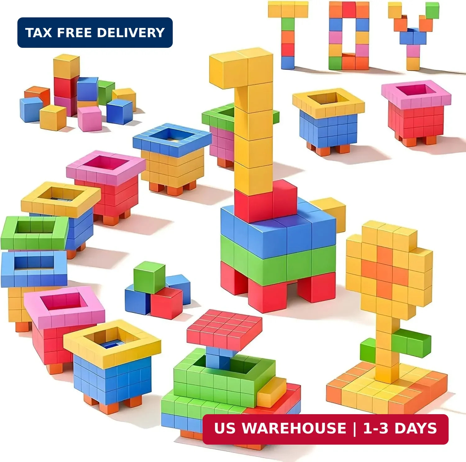 100pcs Magnetic Blocks, Gifts for 3 4 5 6 Year Old, Magnet Building Blocks for T