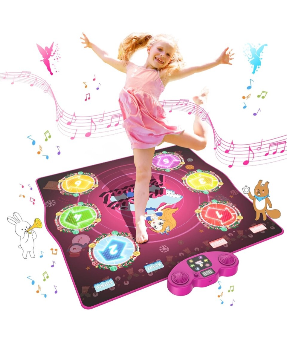 Dance Mat for Kids Ages 4-8, LED Light-Up Electronic Dance Pad Toys with…