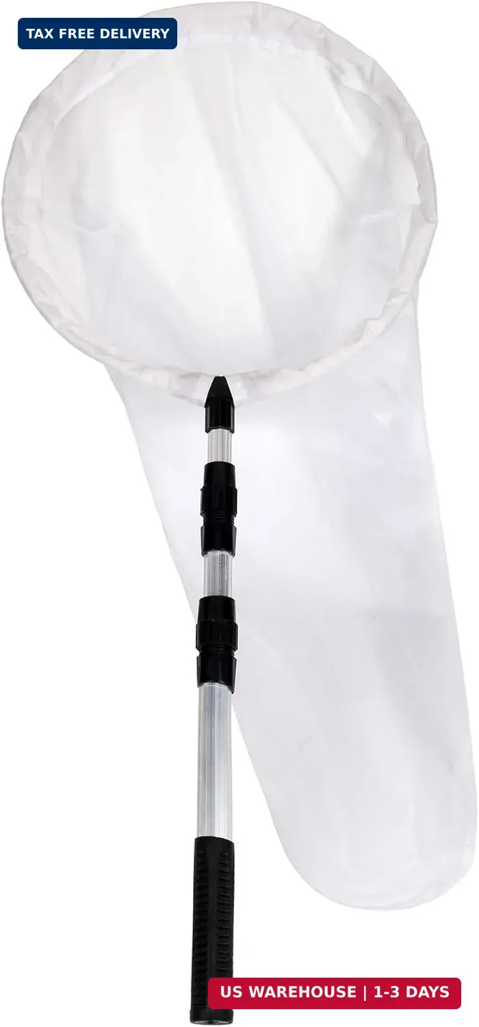 Insect and Butterfly Net with 12″ Ring, 24″ Net Depth, Handle Extends to 36 Inch