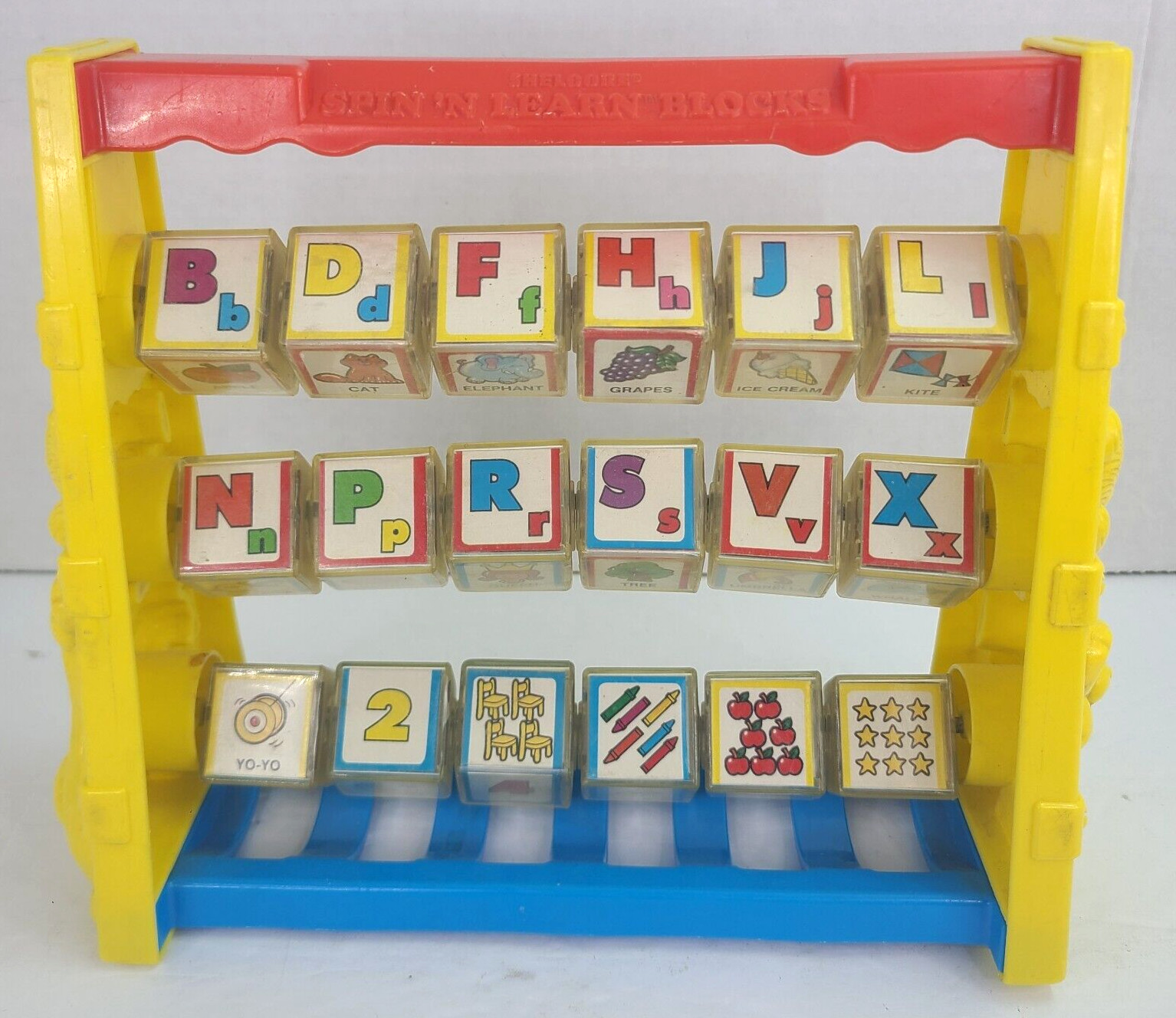 Vintage 1987 Spin ‘N Learn Blocks Letters and Numbers Blocks Toy 1987 Shelcore
