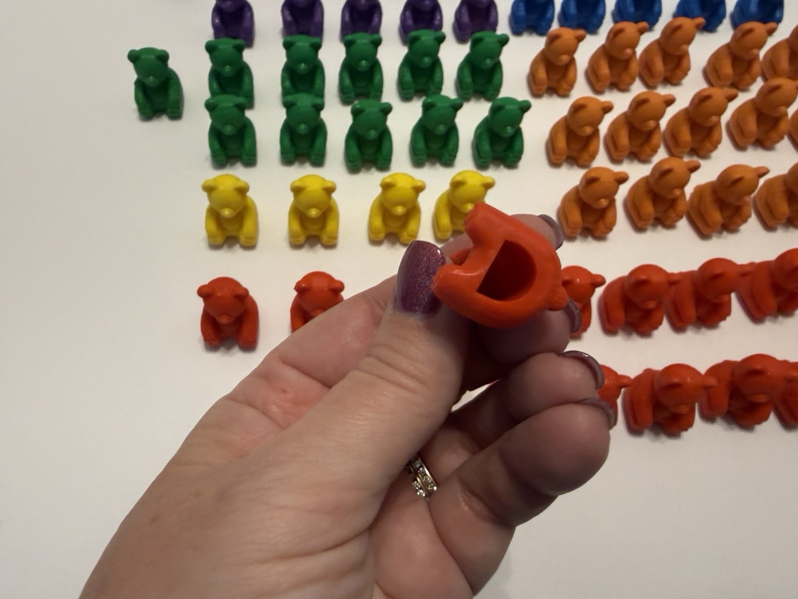 Plastic Counting Bears Lot Of 86 Purple Blue Green Orange Yellow Red