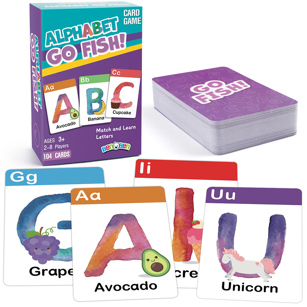 Kids Card Games ABC Go Fish Flash Cards Children Early Education Learning Toy