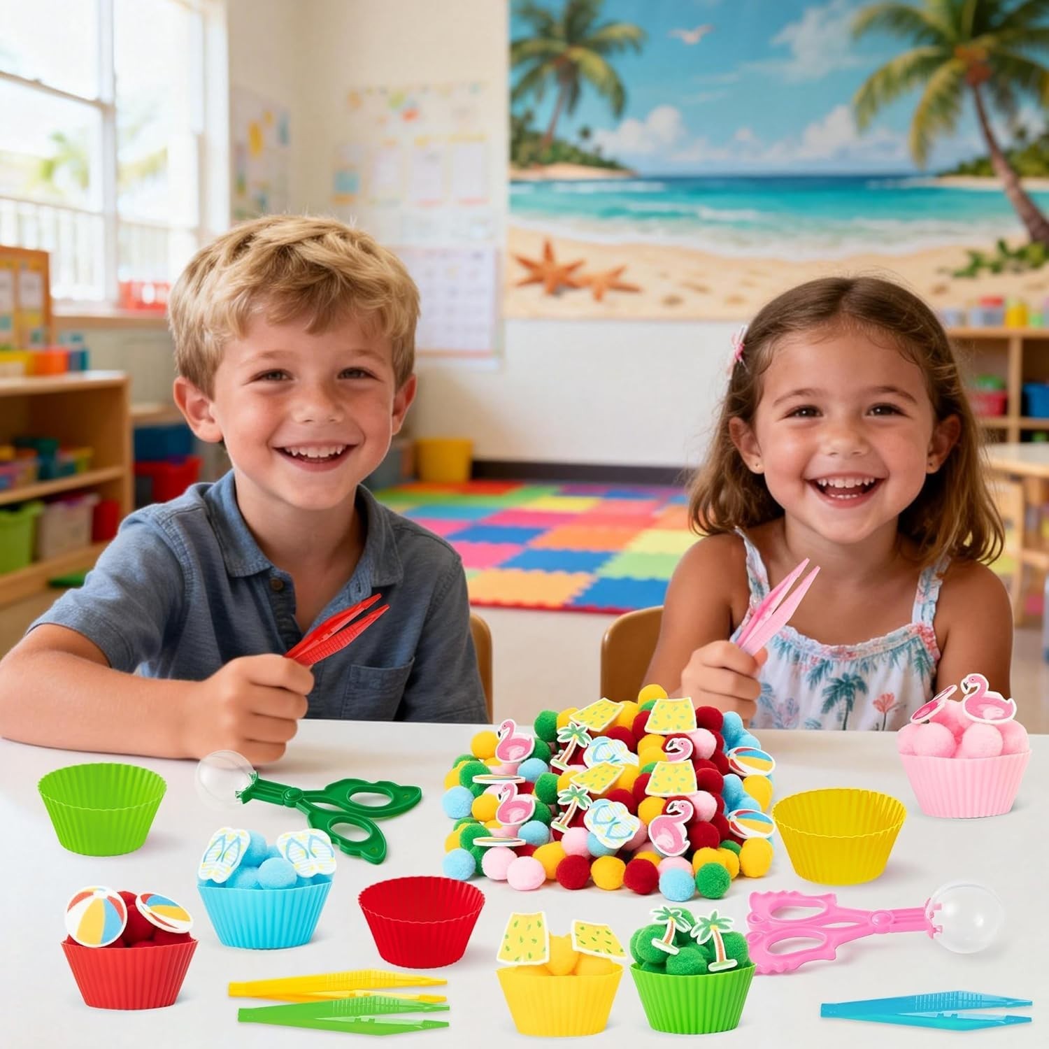 268Pcs Safe Summer Beach Toys – Fine Motor Skill Exploratory Kits for Kids