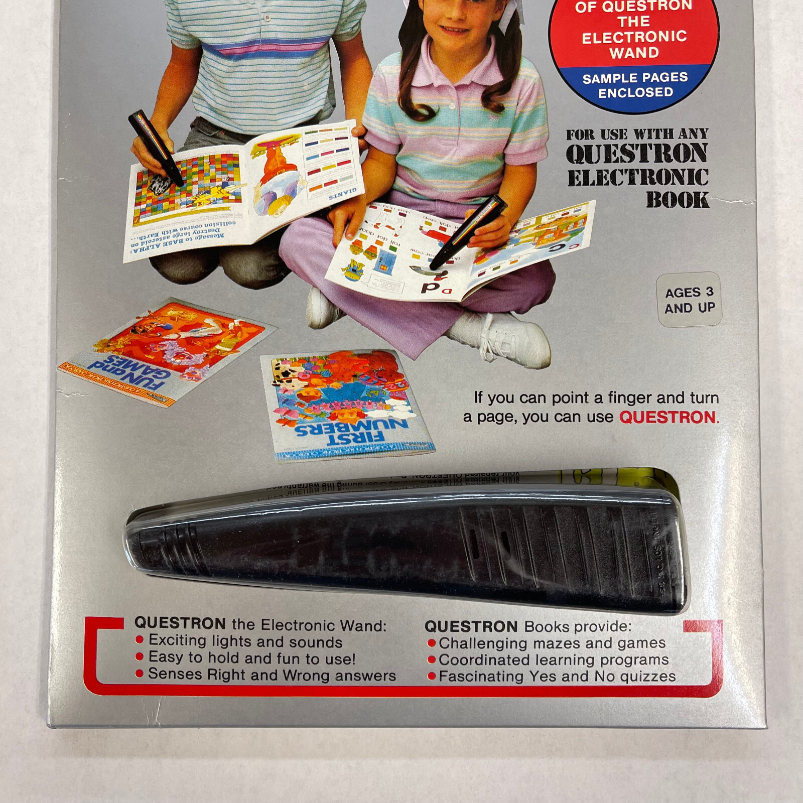 Vintage Questron Electronic Wand New in Box w/Sample Workbook Pages RARE NOS