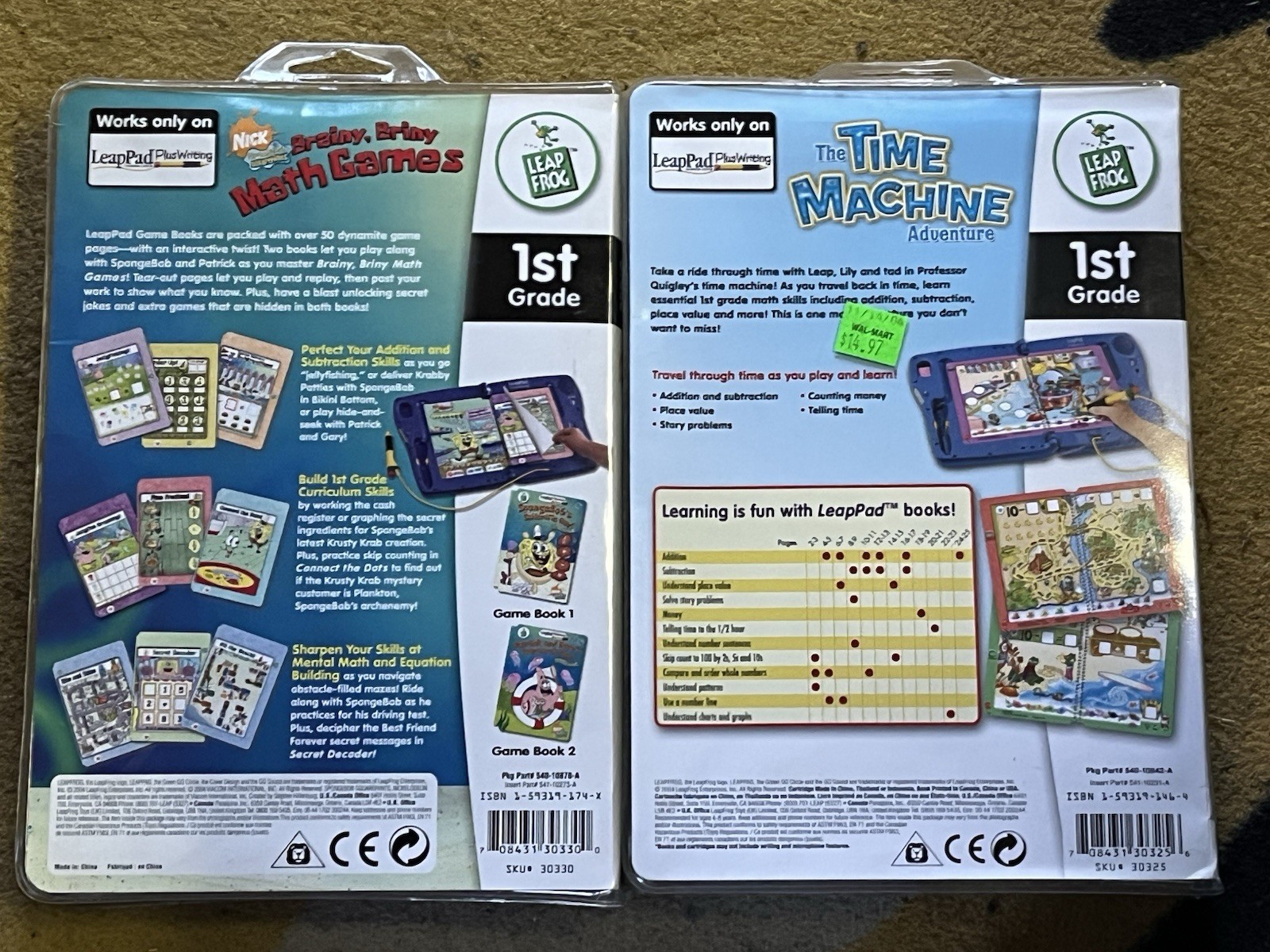 3 Cartridges & Books LeapPad Plus Writing Learning System For Math 1ST GRADE