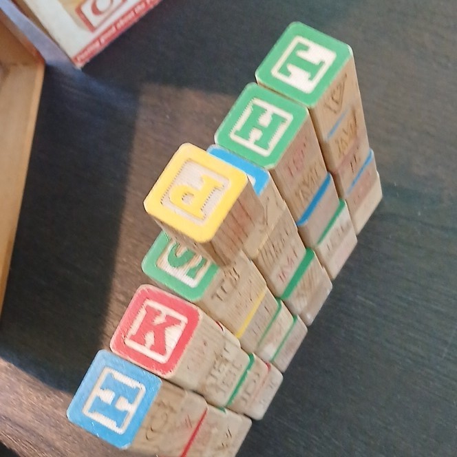 Playskool 1986 Vintage 31 Real Wood Letter Blocks Non-Toxic, And 15 Unknown