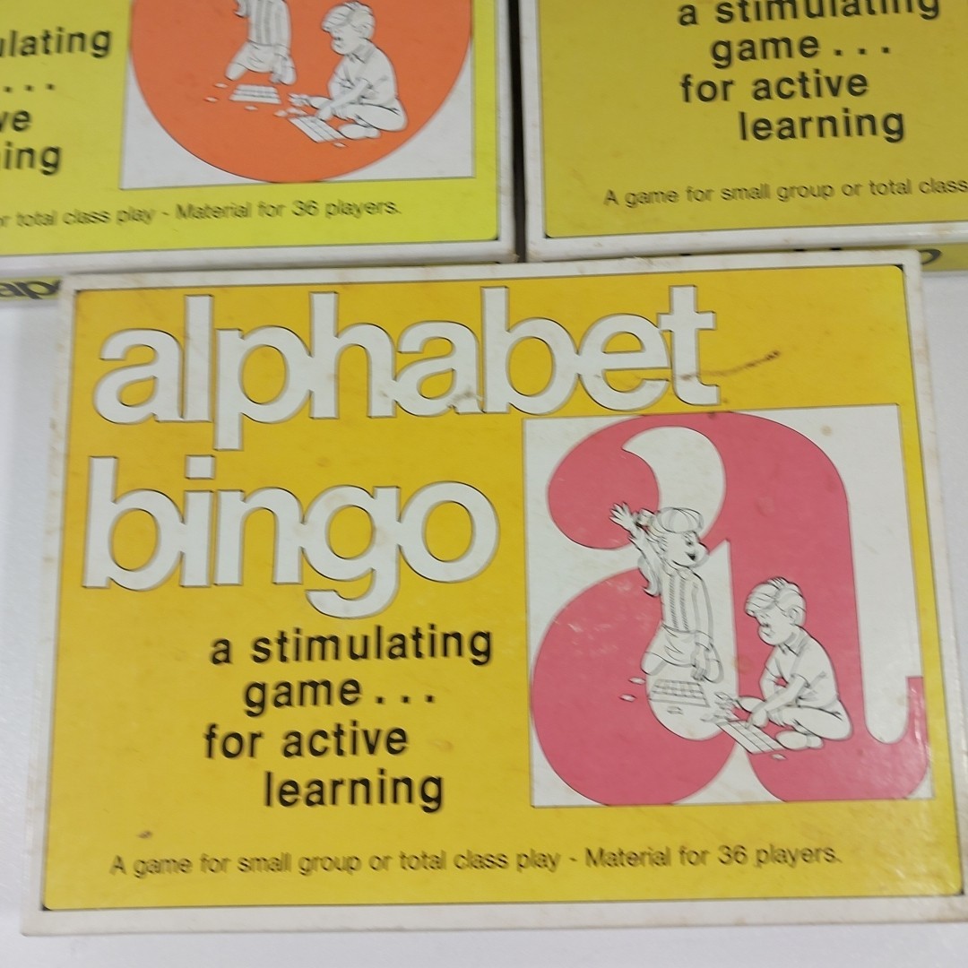 Vintage 70s Trend’s Alphabet Bingo, Number Bingo And Color Shape Bingo Complete