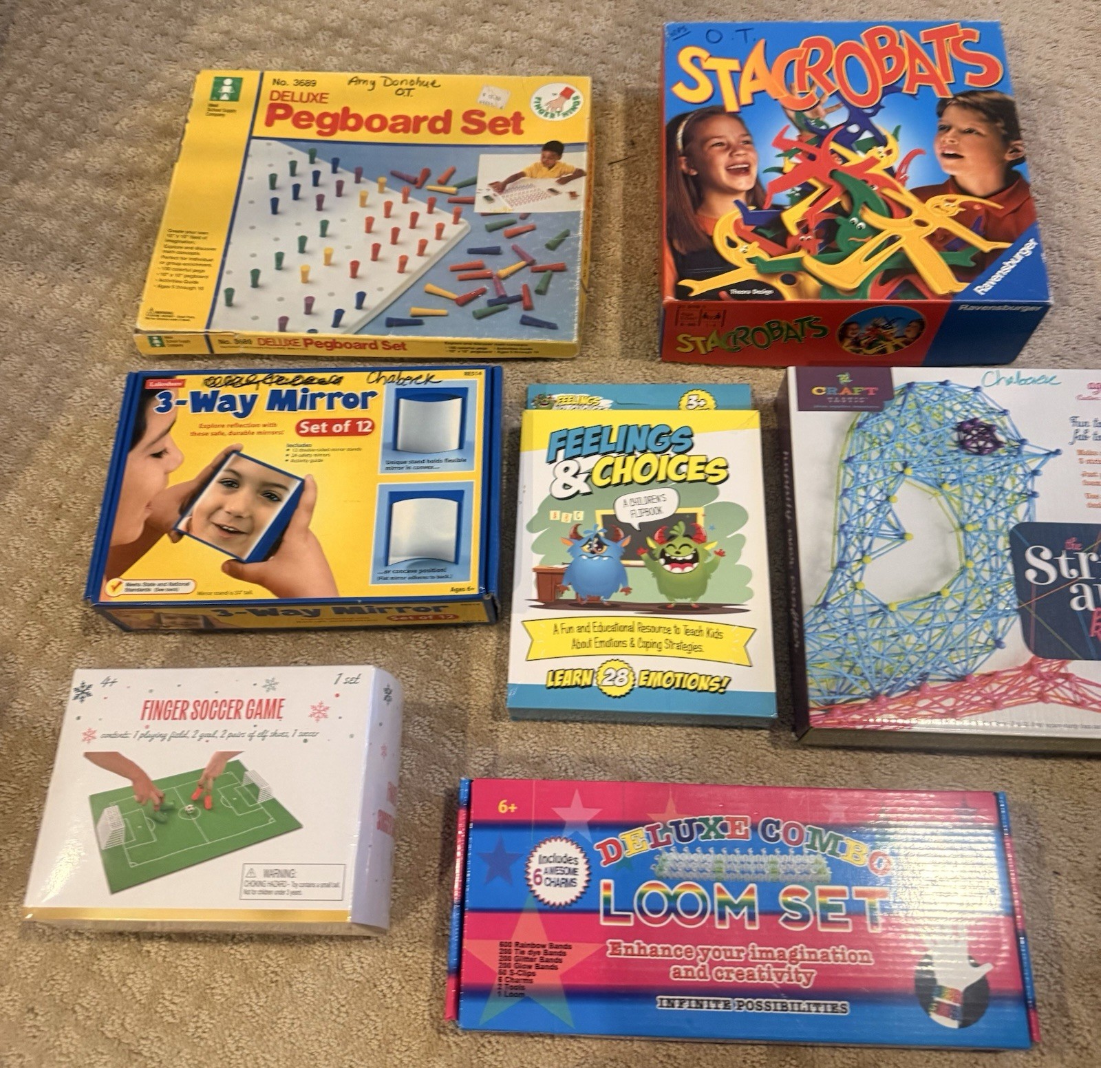 Lot Games Occupational Therapy Fine Motor Zones Pegboard Stacrobats Soccer