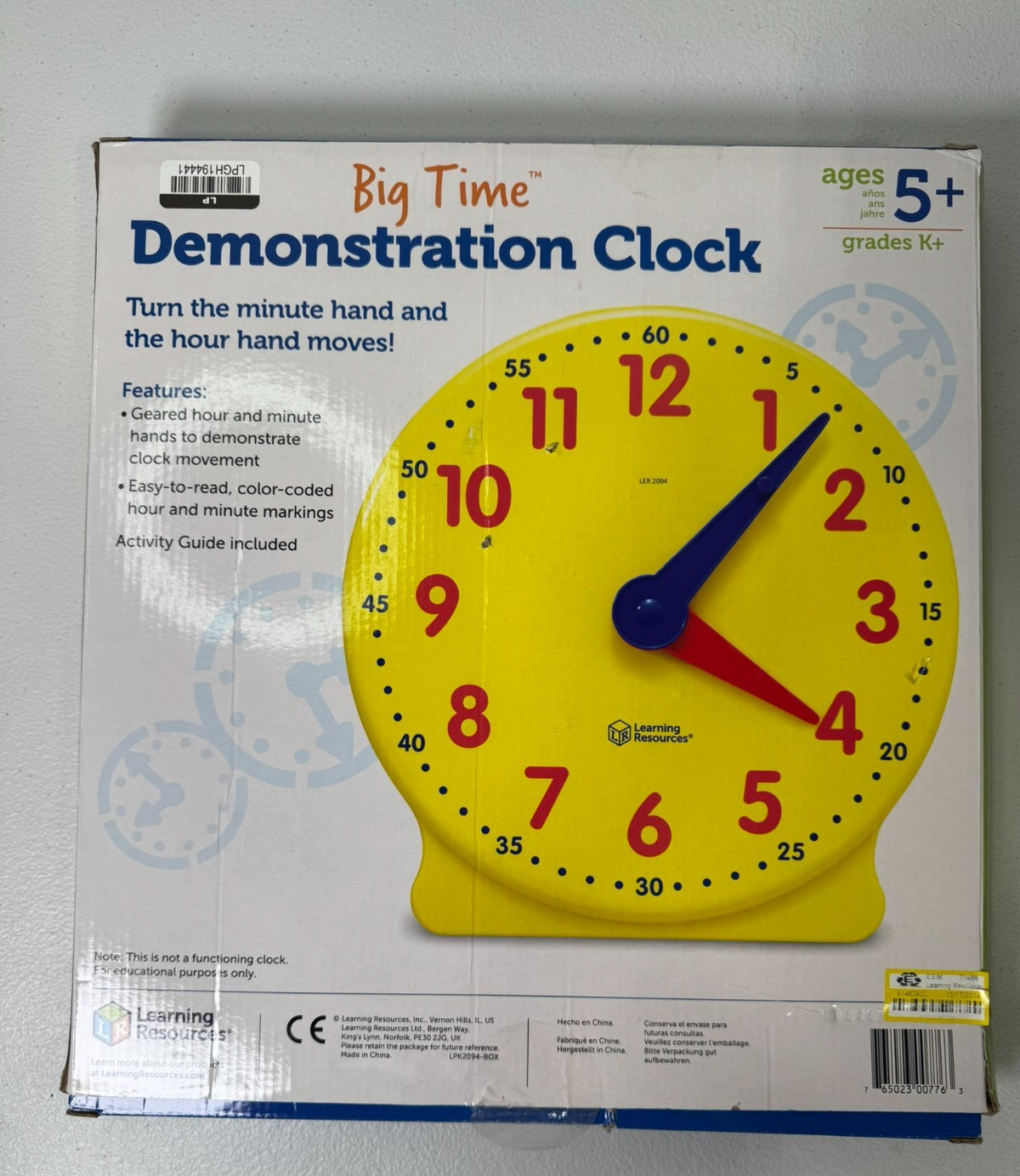Learning Resources Big Time Demonstration Clock – Teaching Time Learning Tool