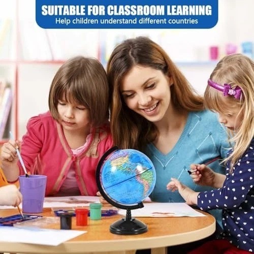 WORLD GLOBE EARTH Map Rotating Geography Ocean Classroom Learning Desktop 6