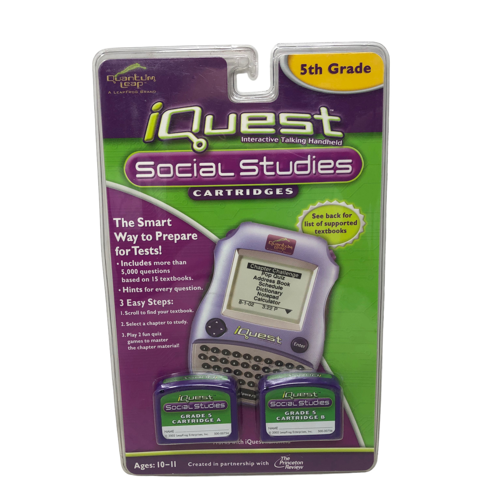 NIP Quantum Leap Frog iQuest Social Studies 5th Grade Cartridges A B