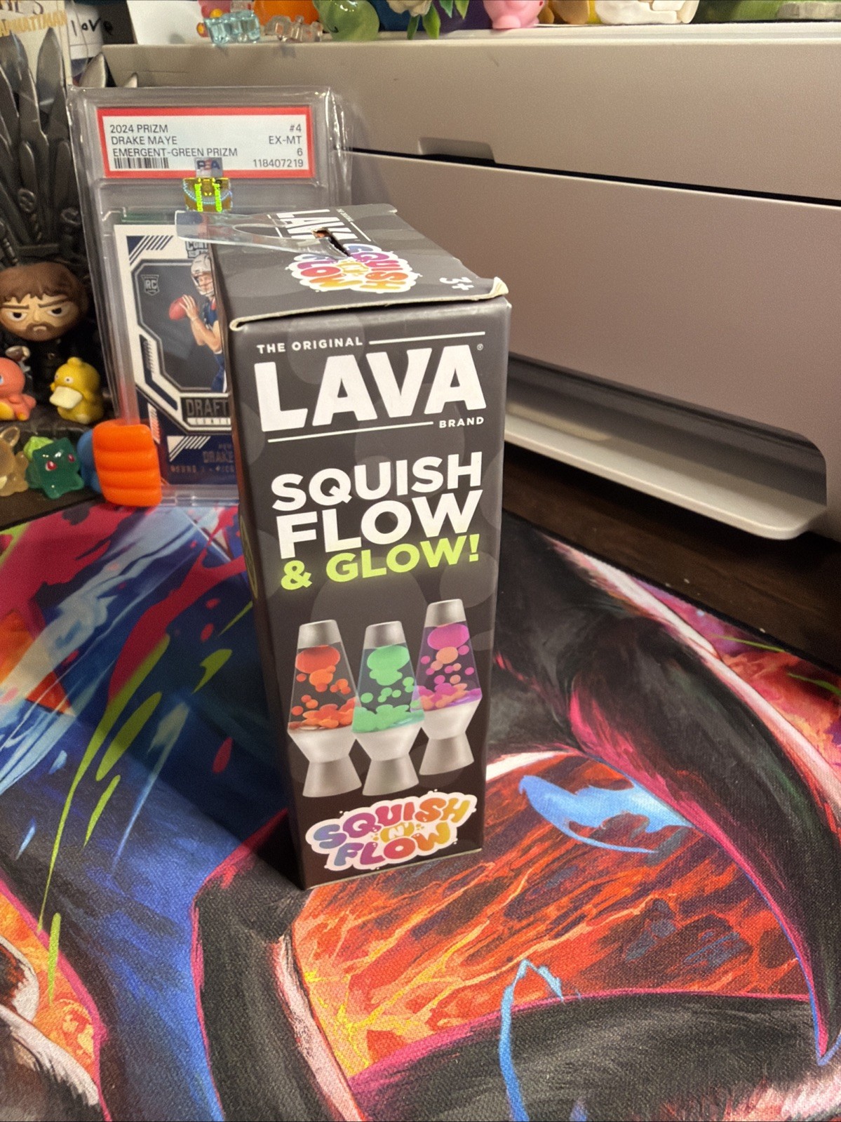 Schylling Lava Squish N Flow Squishy NeeDoh Glow In The Dark Orange Lava Lamp