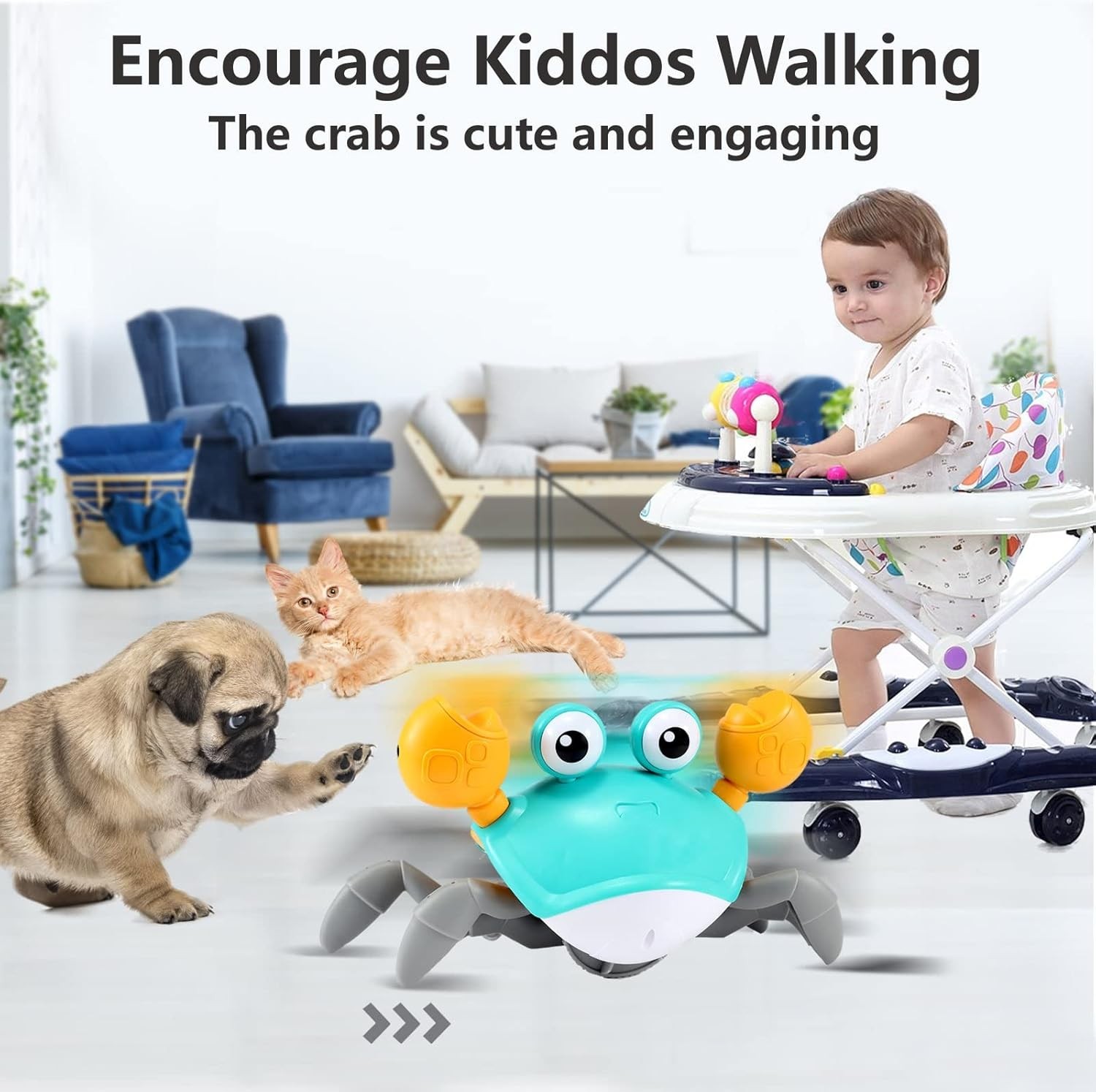 Crawling Crab Baby Toy – Infant Tummy Time Toys 3 4 5 6 7 8 9 …