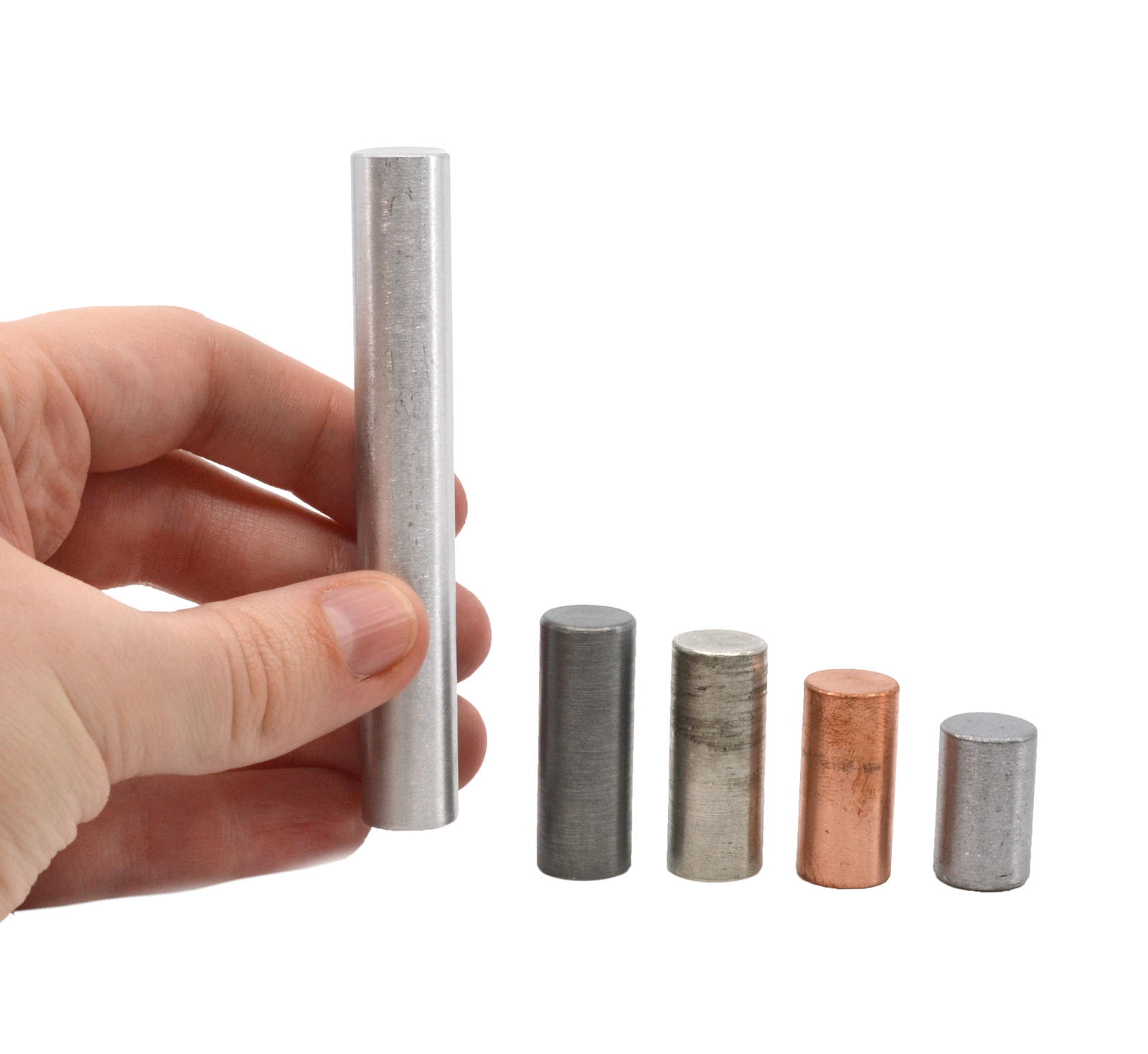 5pc Equal Mass Cylinders Set – Zinc, Copper, Aluminum, Tin & Lead – Eisco Labs