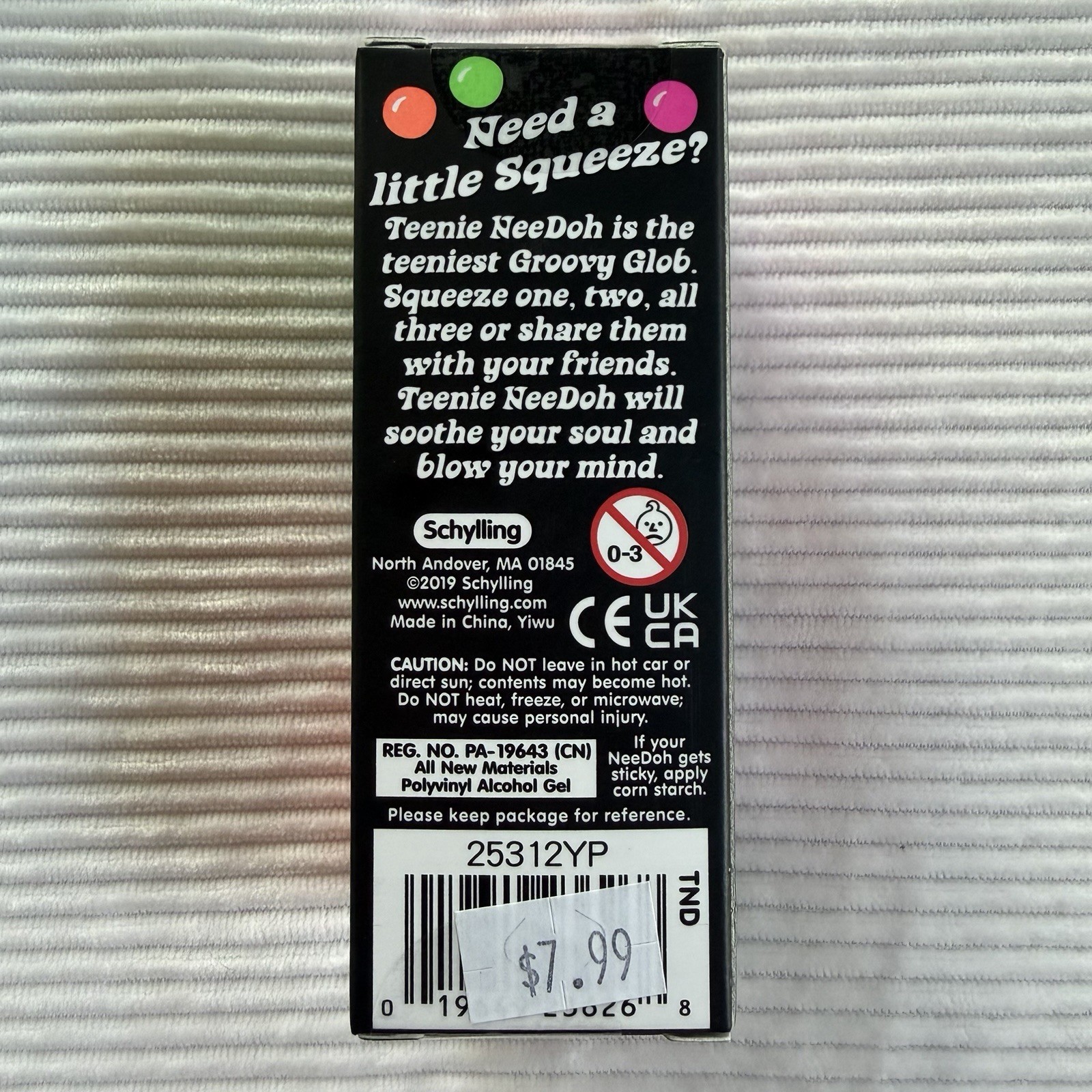 Schylling NeeDoh teenie 3-Pack Squeeze Balls Green Pink Orange TikTok VIRAL NIB