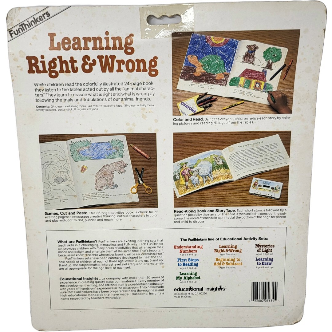 Rare 1985 Educational Funthinkers Learning Right & Wrong Activity Book NWT