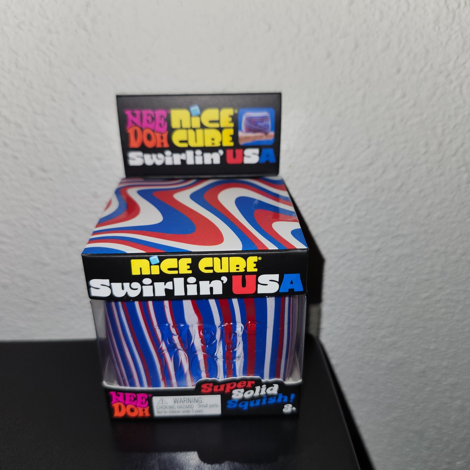 Nee Doh Nice Cube Swirlin’ USA Super Solid Squish Toy Red, White & Blue! VHTF