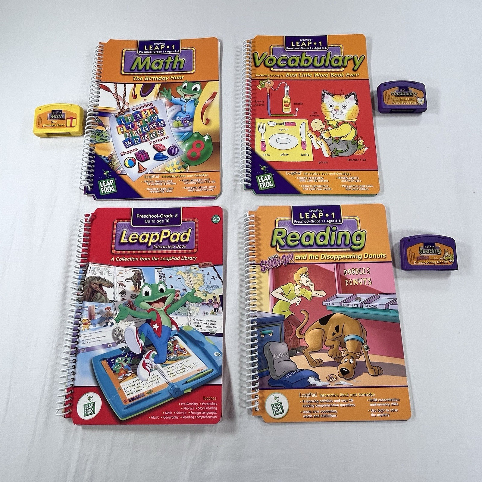 LeapFrog LeapPad Leap 4 Books 3 Cartridge PreK To 1st 4-6 Years Math Reading