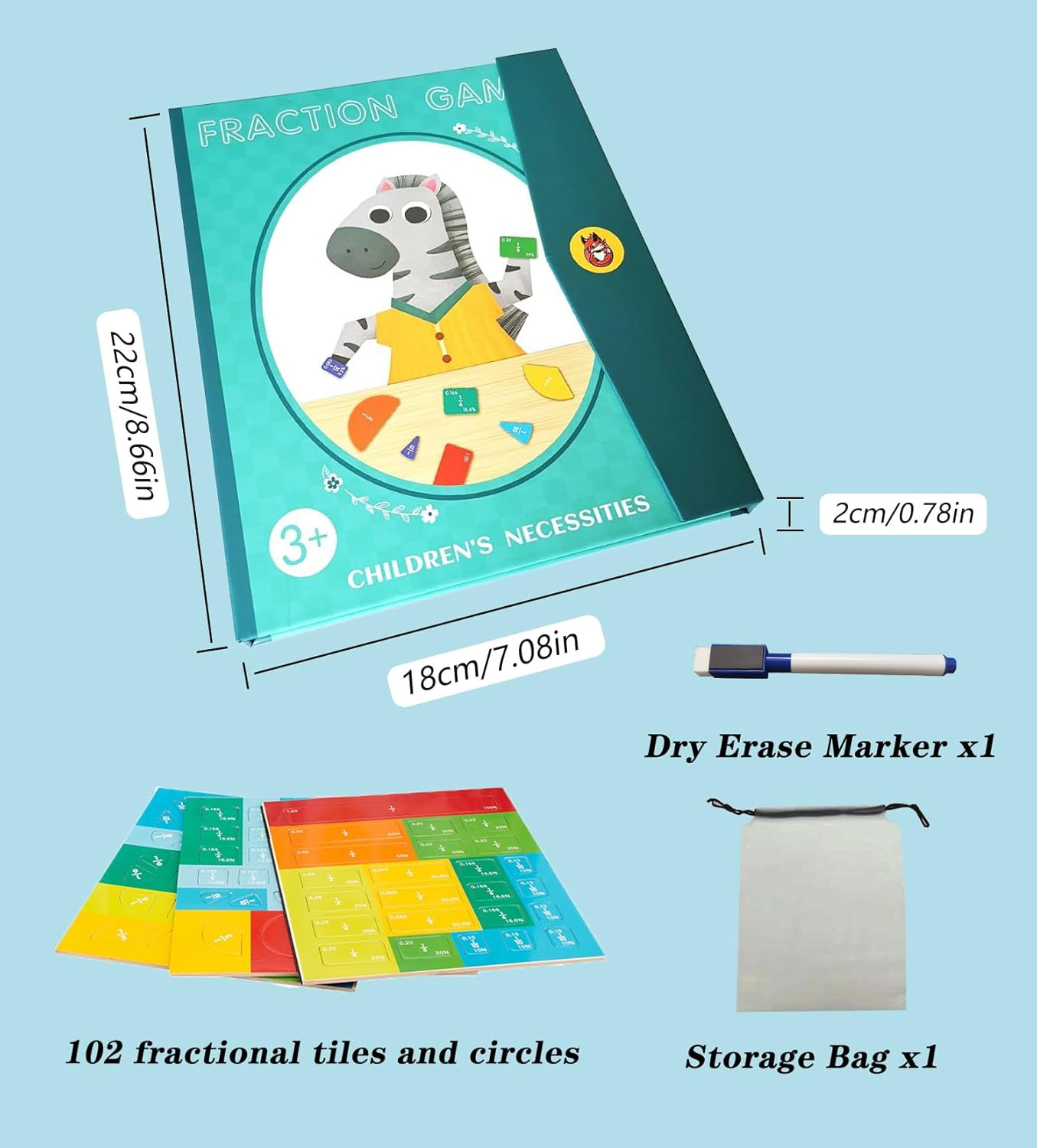 Magnetic Fraction Educational Puzzle Fraction Tiles and Circles, Equip Magnetic