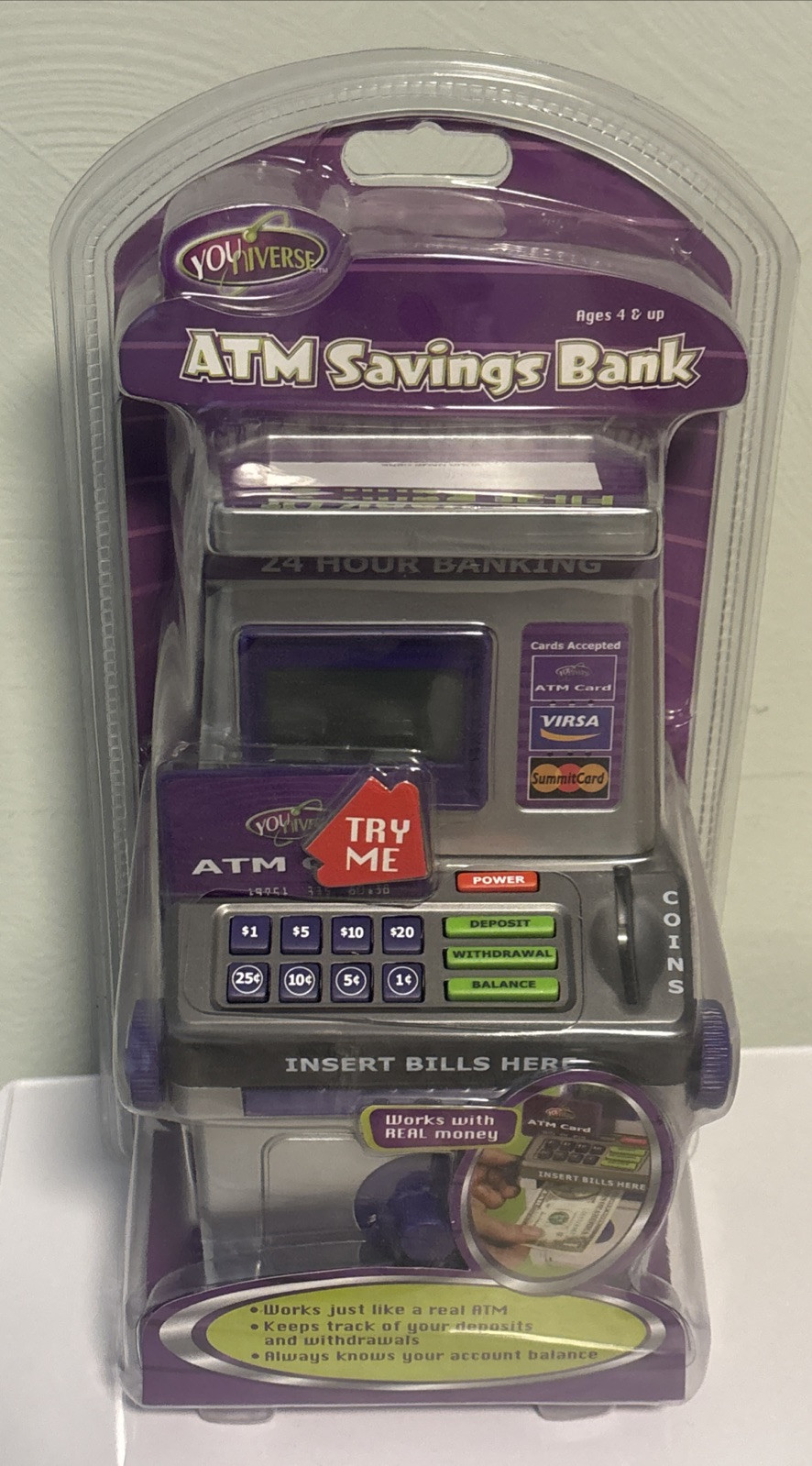 Vintage NEW YOUNIVERSE Money ATM Machine SAVINGS BANK SUMMIT TOYS 2004