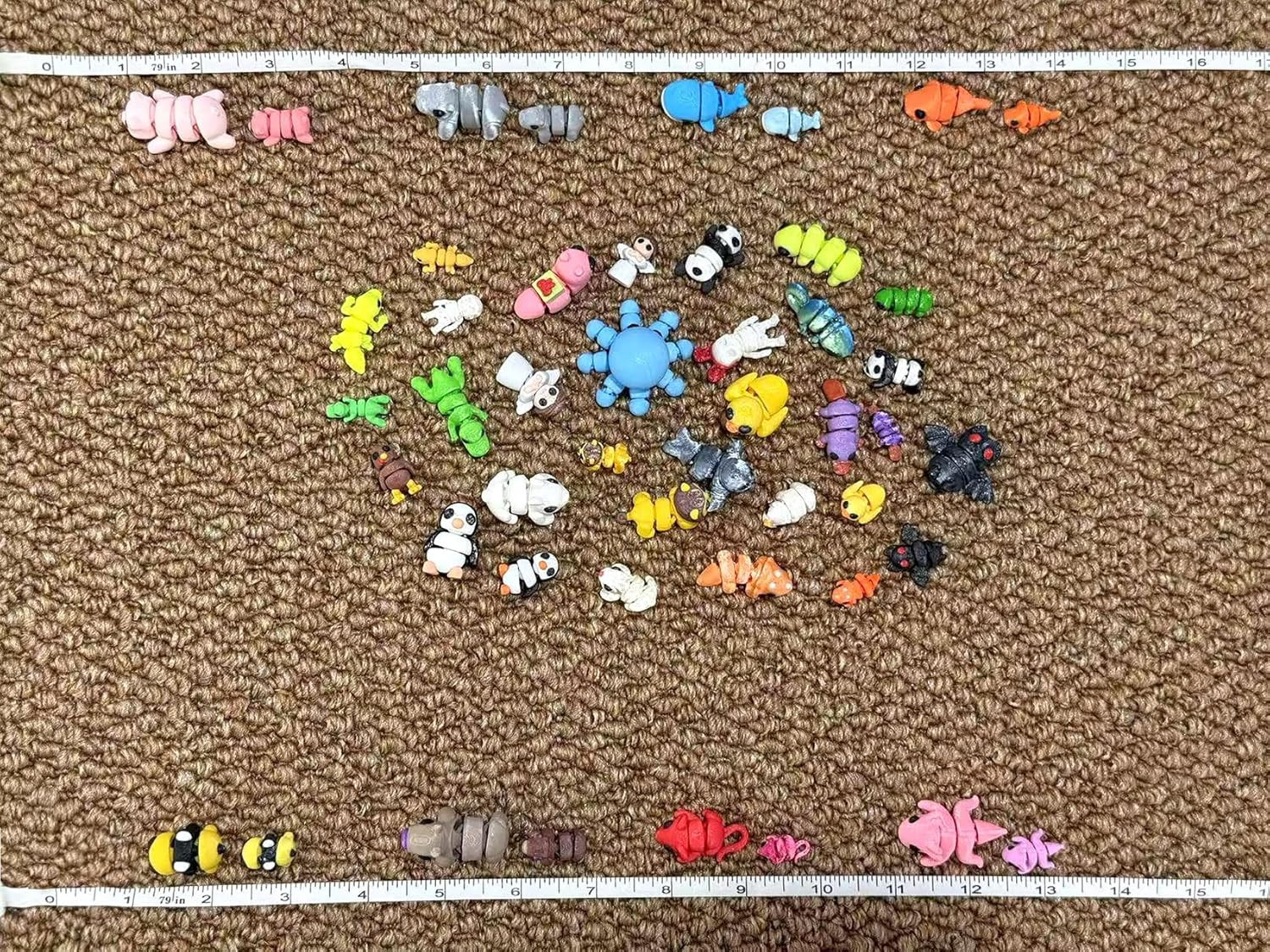 102 Pcs Mini Random 3D Printed Animal Figurines Set, Flexible Articulated Fidget