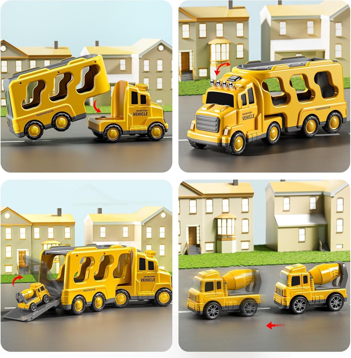 JUKUDAHU Trucks for Toddlers 2-4 13.3 x 4.3 x 5.7 inches, 5 Construction Cars