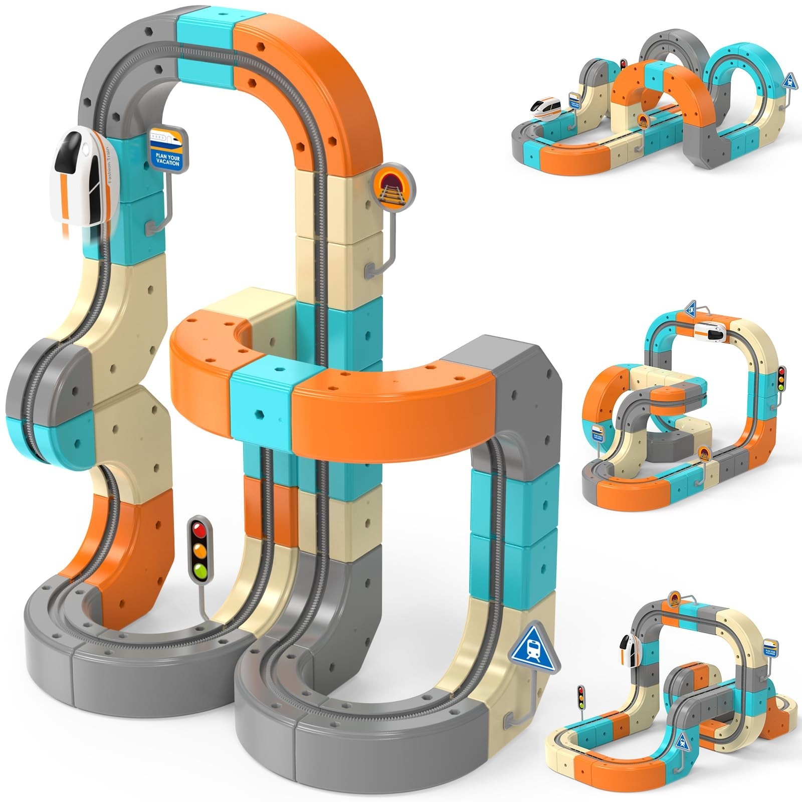 Electric Train Set 3D Flexible Race Track for Kids 3 4 5 6 7 8 Years Old, 82 …
