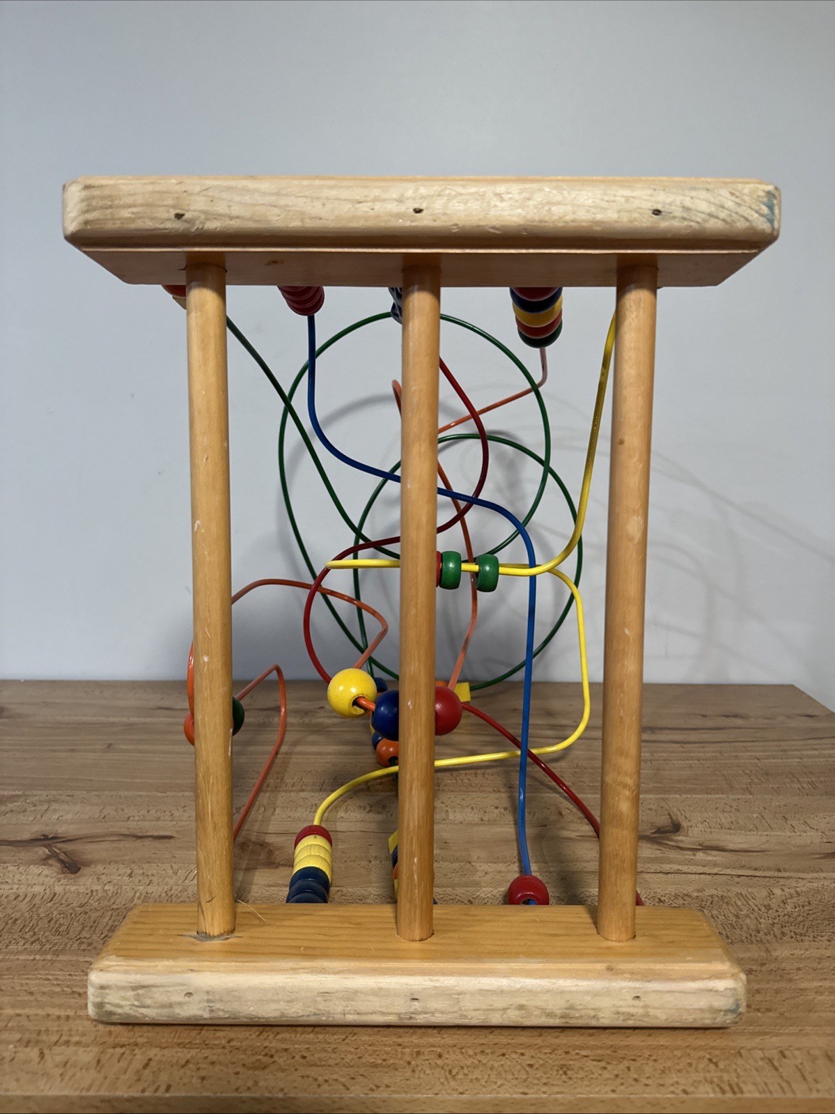 Vintage Anatex Large Educational Rollercoaster Bead Maze Metal & Wood 15x13x21