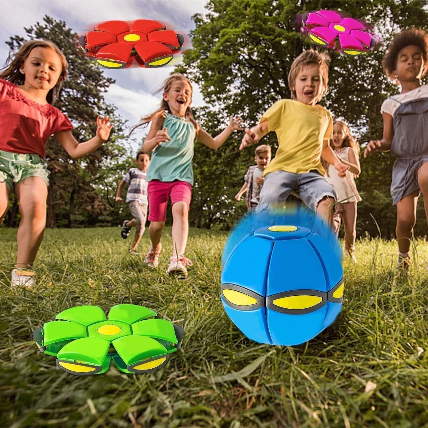 Magic Meta Bounce Ball 2-in-1 Flying Saucer Transforming LED Bouncy Toy Kids Pet