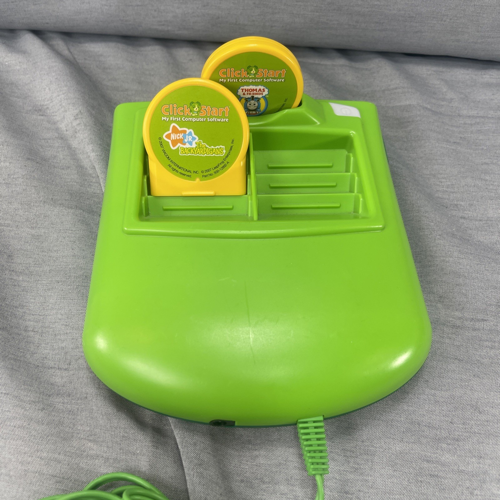 LeapFrog Click Start My First Computer Console green w/ 2 games cartridges READ