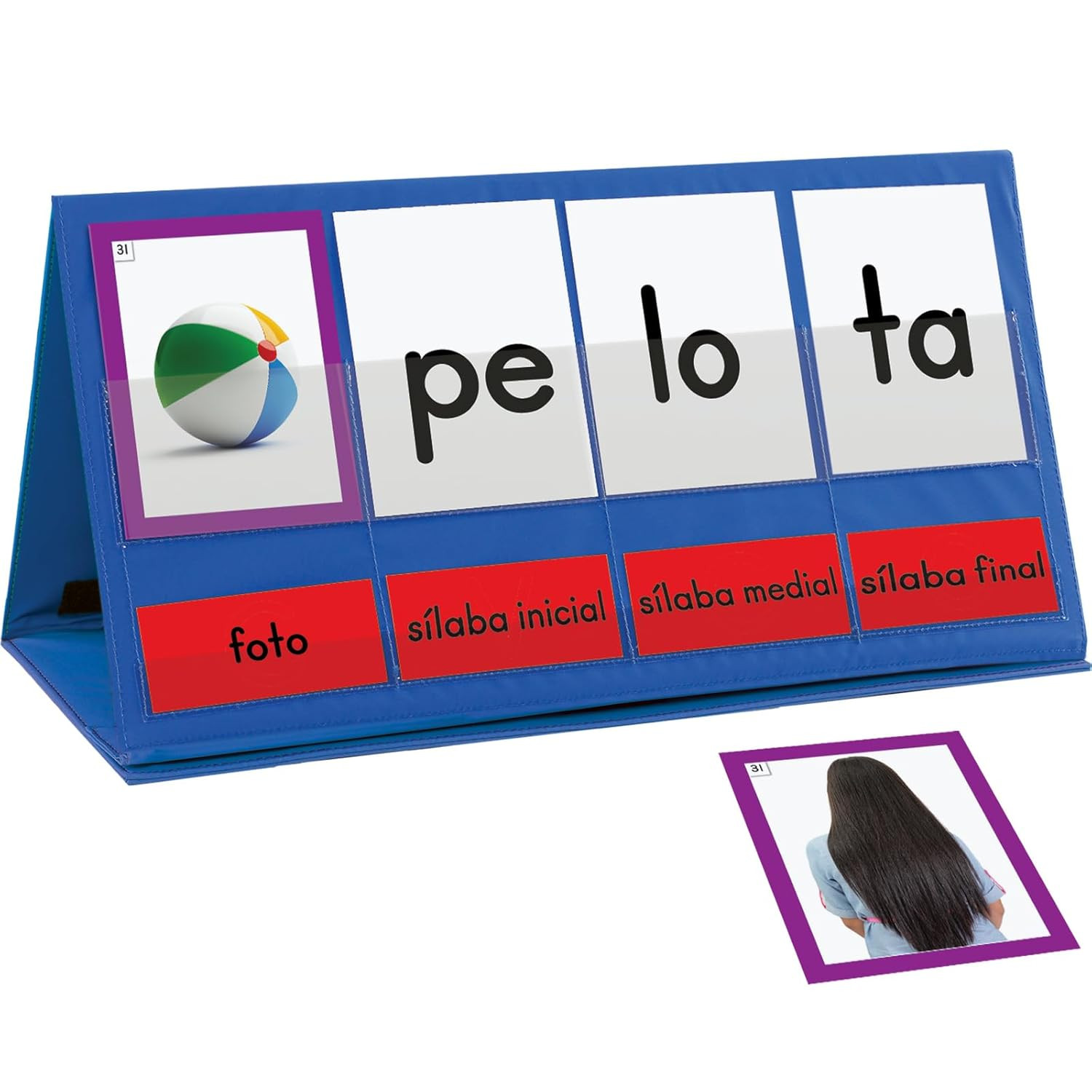 Spanish Word Building Desktop Pocket Chart Tent and Cards Kit – 1 Kit