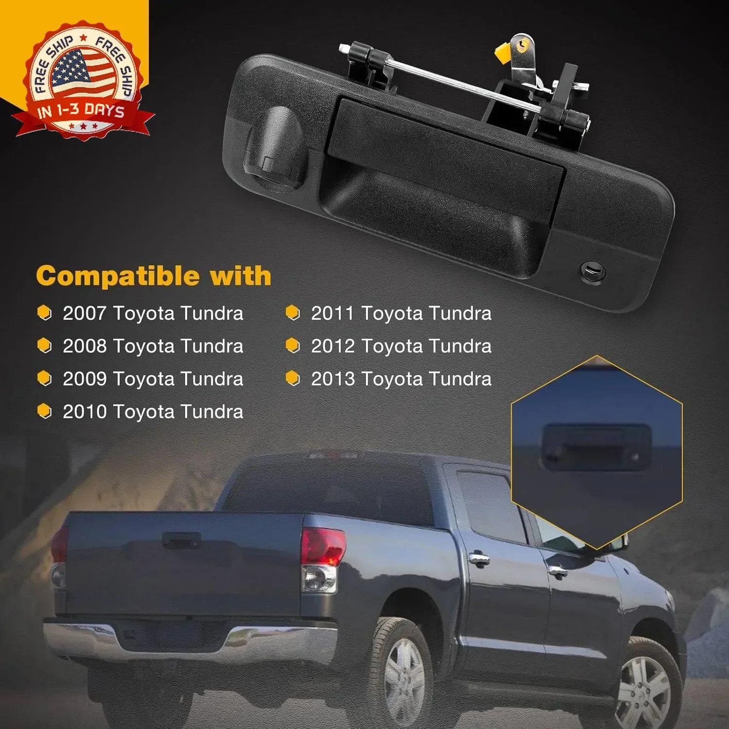 Gledewen Tailgate Handle Liftgate Latch Handle with Rear Camera Hole | for 2007-