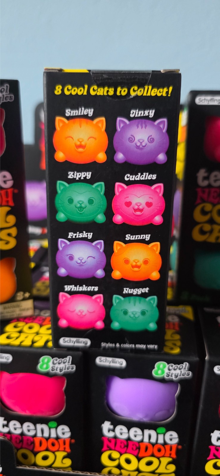Schylling Teenie NeeDoh Cool Cats 3-Pack Squeeze Toy Multicolor (One Box)