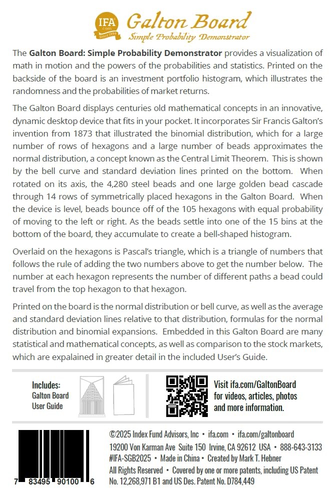 Galton Board: Simple Edition 6.5 inches tall, 4.5 wide