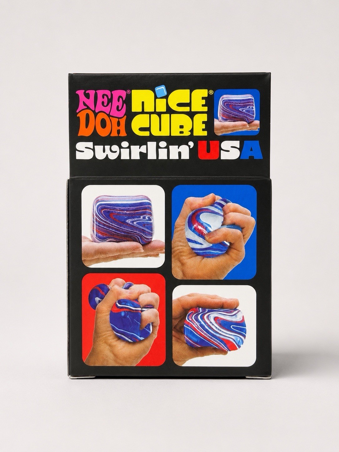 NeeDoh Nice Cube Swirlin’ USA Super Solid Squish Squeeze Toy