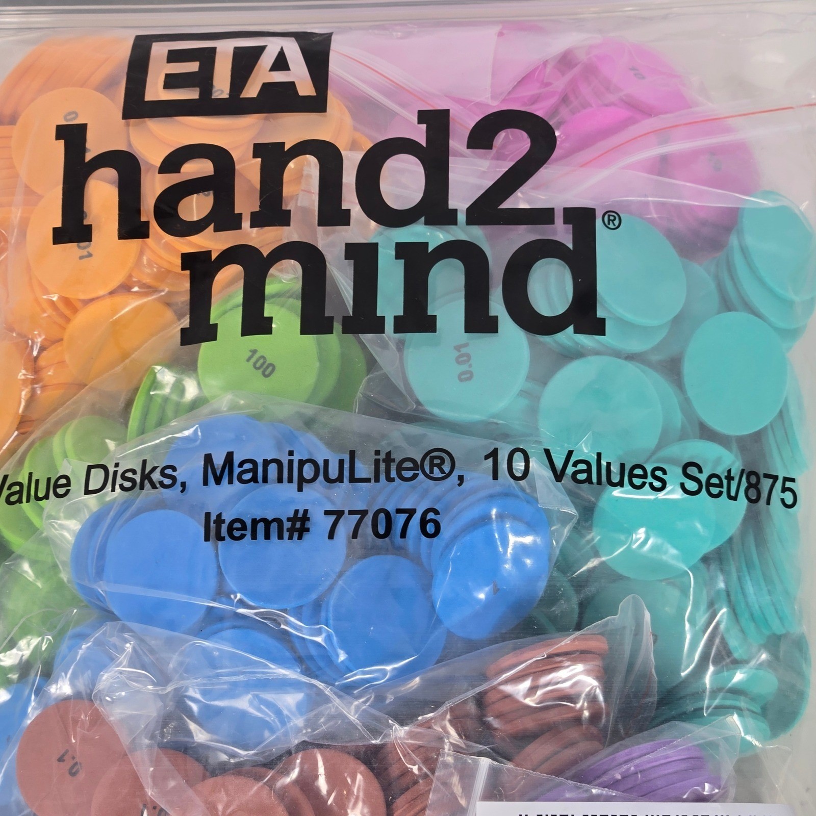 ETA hand2mind ManipuLite Place Value Disks 10 Values Set 875 Count 77076 NEW