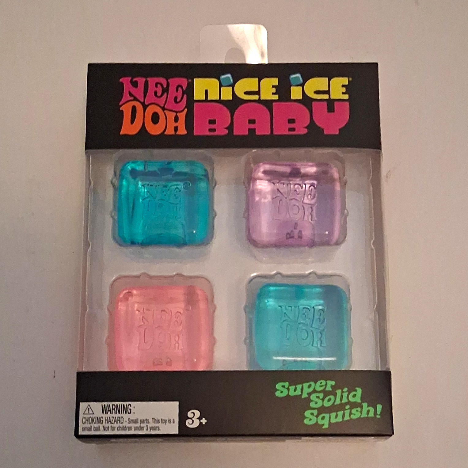 NeeDoh Nice Ice Baby Super Solid Squish Squeeze Toy 4-Pack Blue Purple Pink