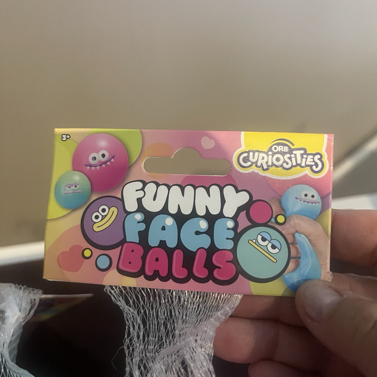 Orb Curiosities Funny Face Ball Squishy Toys Pink,Purple,Teal Set Of 3