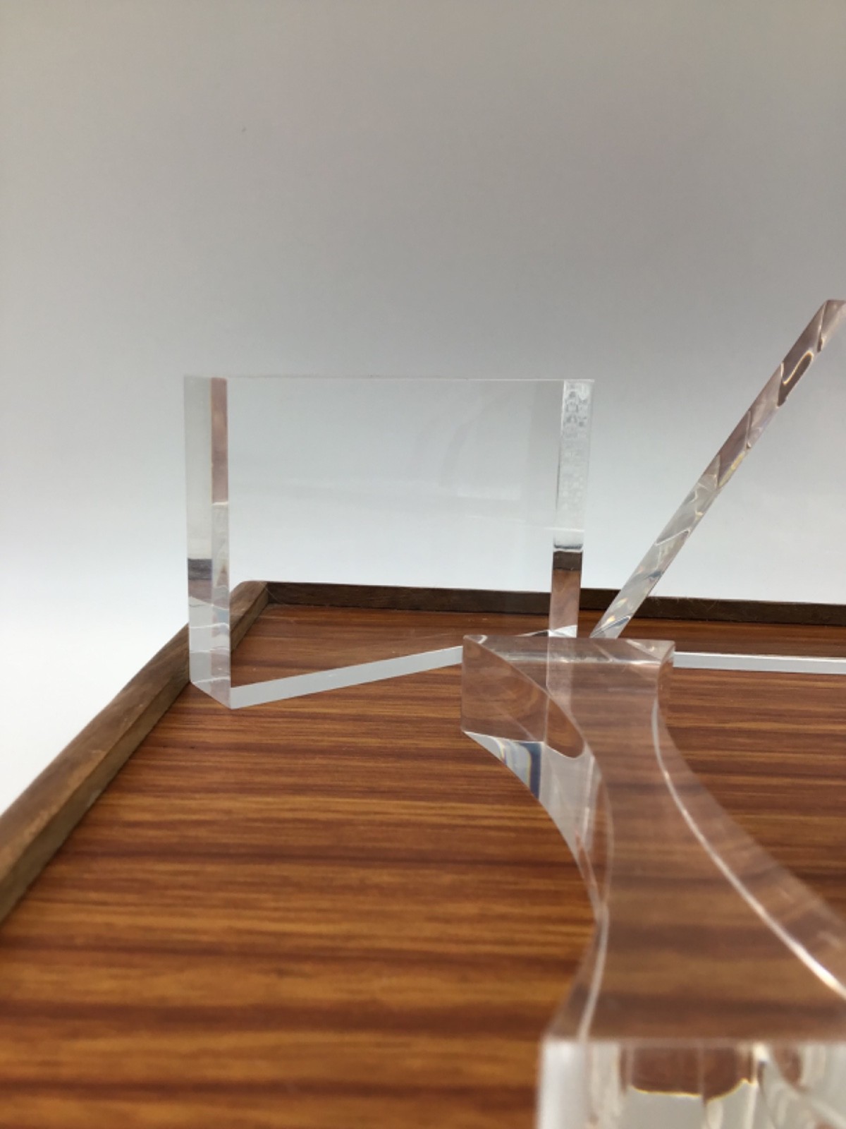 Optical Prism Set Of 6 Pieces Clear Acrylic Teaching Aid Wooden Boxed