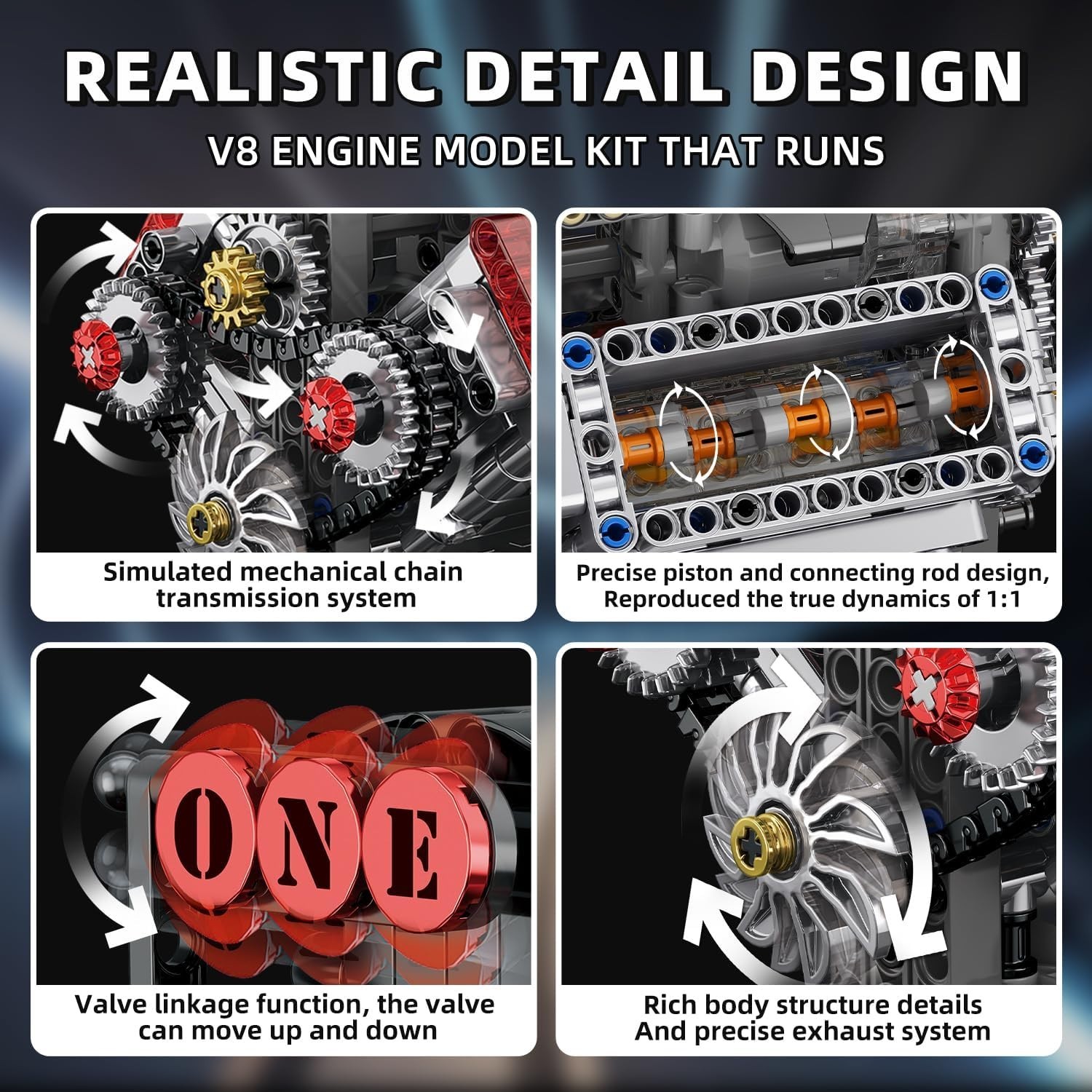 V8 Engine Building Set,V8 Engine Model kit that Run,Build Your Own STEM Mini …