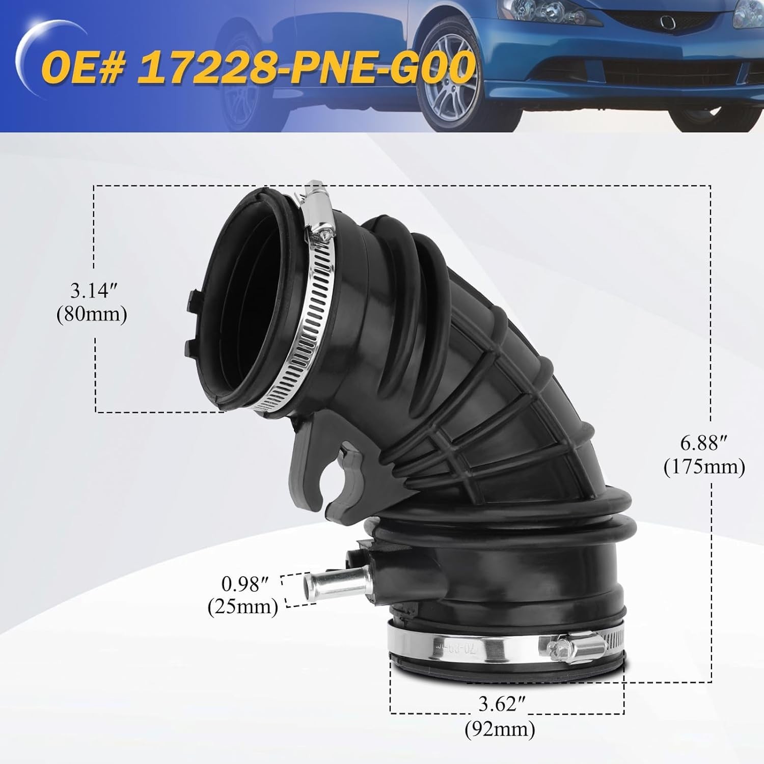 Air Intake Hose with Clamps for 2002-2004 Honda CR-V CRV 2002-2006 Acura RSX bas