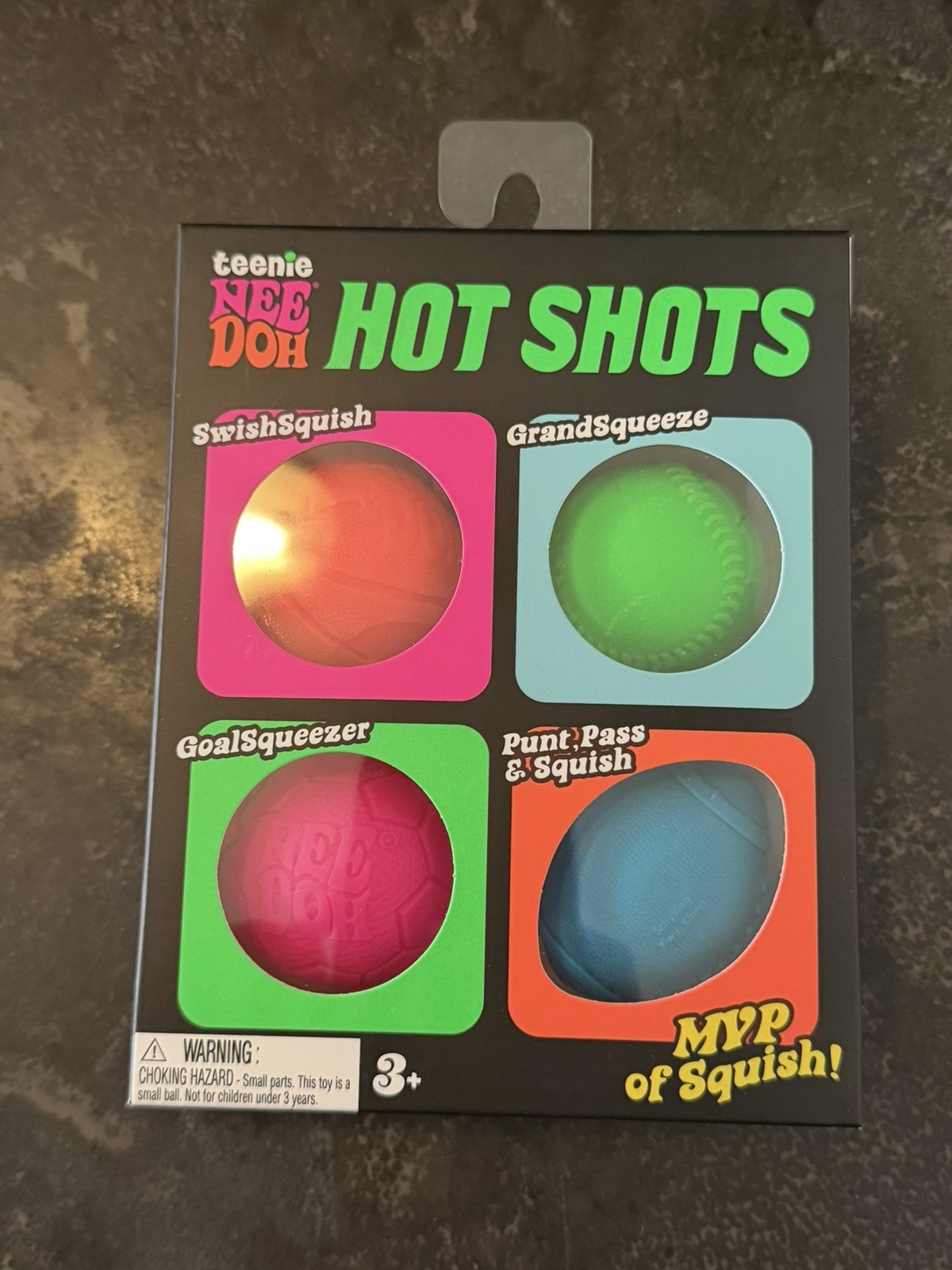 Teenie NeeDoh Hot Shots Multipack Nee Doh Mini 4 pack Four Different Sports Ball