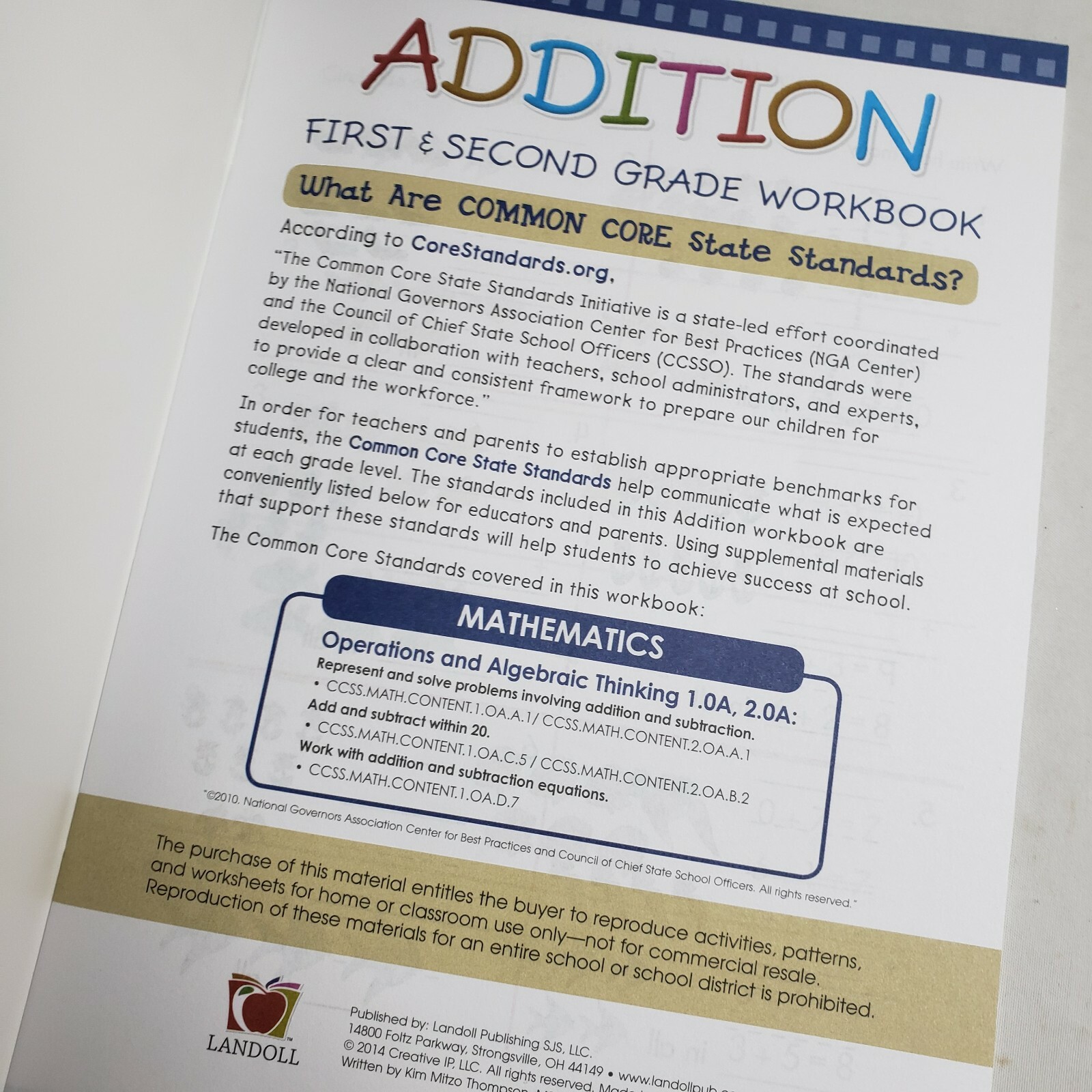 Homeschool Workbooks 1st and 2nd Grade Math Addition and Subtraction Common Core