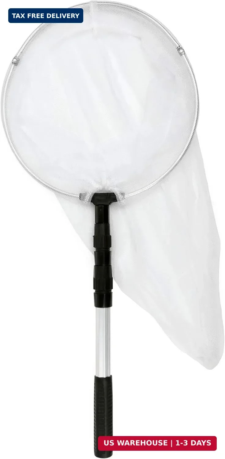 Insect and Butterfly Net with 12″ Ring, 24″ Net Depth, Handle Extends to 36 Inch