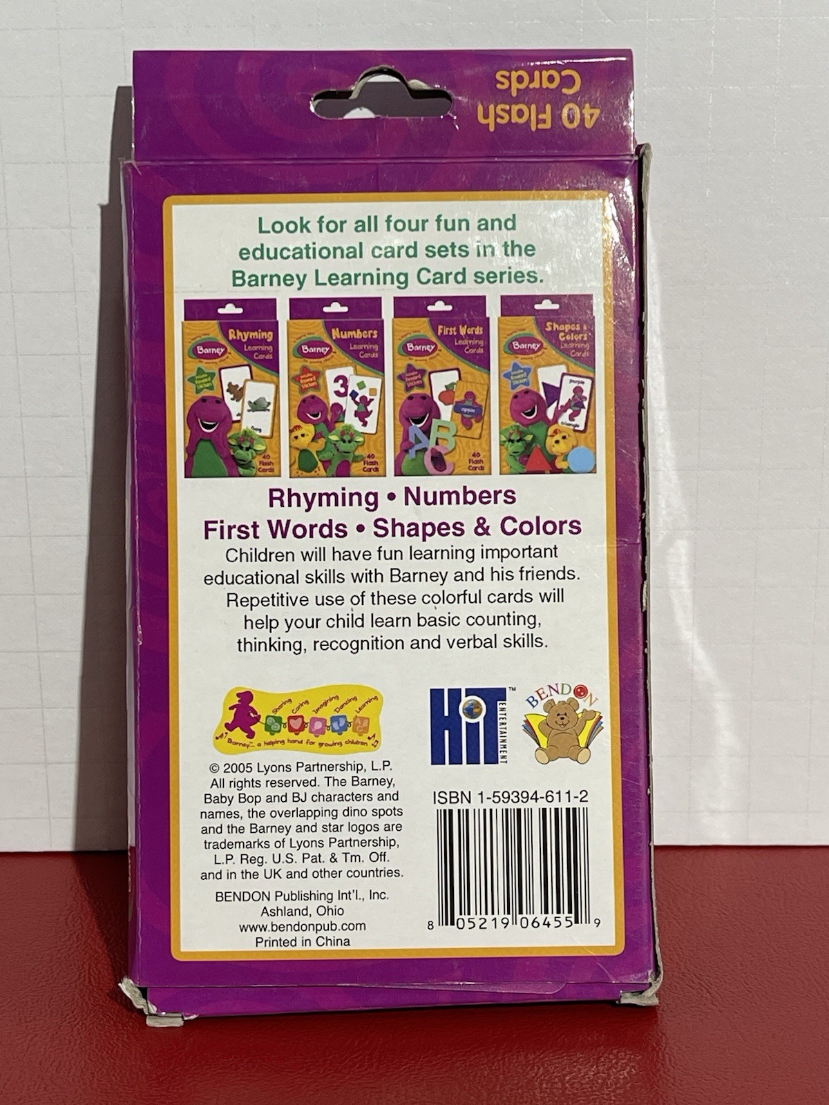 Bendon Barney 2005 Rhyming Learning 40 Flash Cards