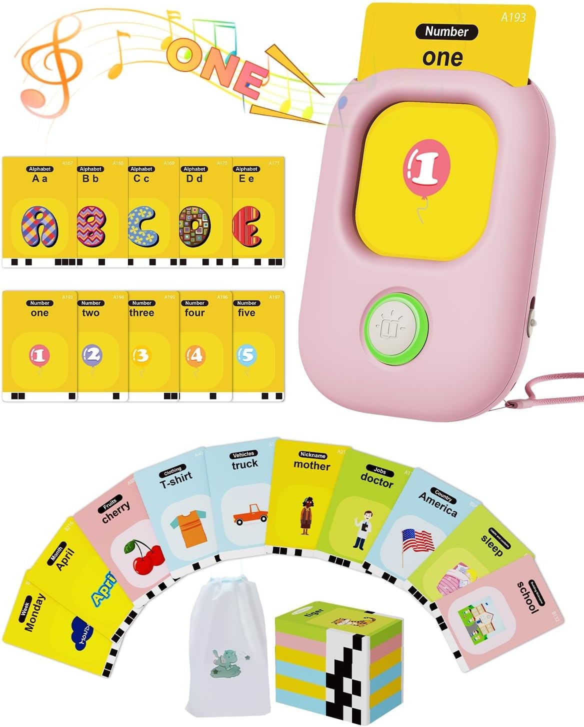 224 Words Talking Flash Cards Educational Learning Toy Toddlers 1-5 Years Old
