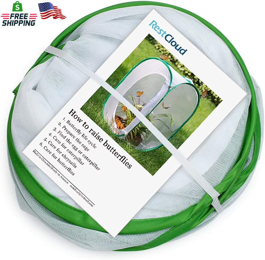 RESTCLOUD Insect and Butterfly Habitat Cage Terrarium Pop-Up 23.6 Inches Tall